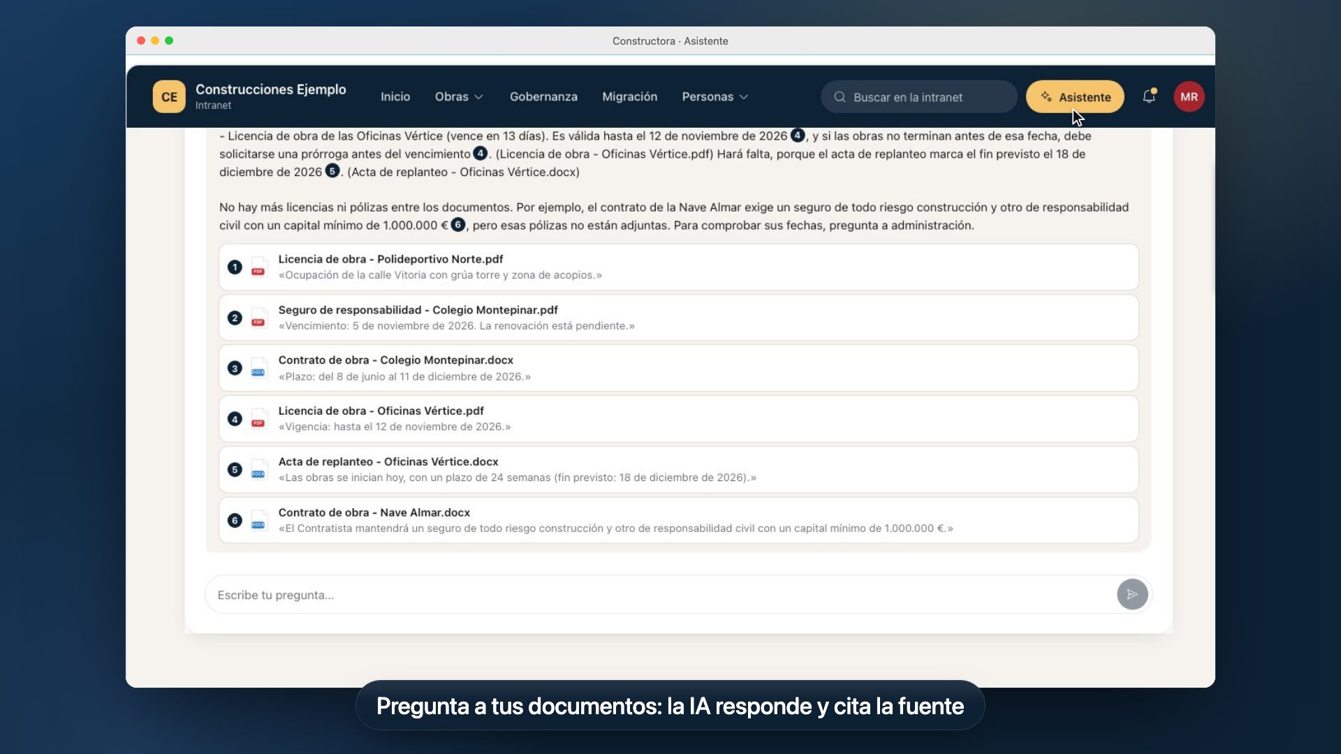Vídeo de una intranet hecha a medida, con su asistente con IA